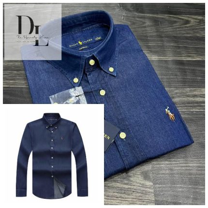 A Classic PRL Custom-Fit Logo-Embroidered Men’s Long Sleeve Oxford Cotton Shirt