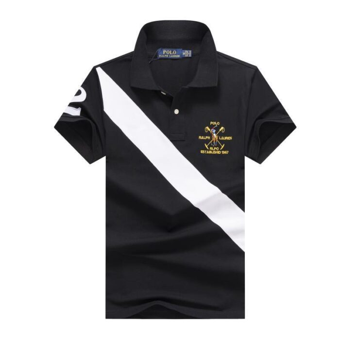 BLACK/WHITE Ralph Lauren Short-Sleeved With A Turnover Collar