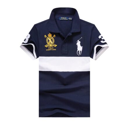 DEEP BLUE/WHITE Ralph Lauren Short-Sleeved With A Turnover Collar