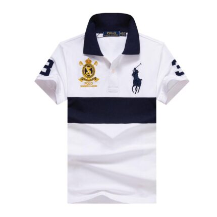 WHITE/DEEP BLUE Ralph Lauren Short-Sleeved With A Turnover Collar