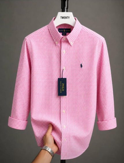 A Classic PRL Custom-Fit Logo-Embroidered Men’s Long Sleeve Oxford Cotton Shirt