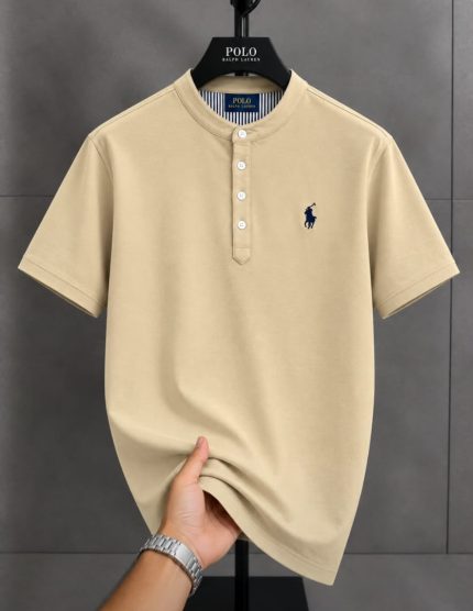 Classic Bishop Neck PRL Cotton Polo Shirt