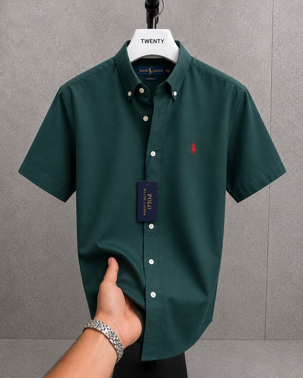 db892559-fbd3-489c-888c-ae63dab4fade Classic PRL Men’s Custom-Fit Logo-Embroidered Short Sleeve Oxford Shirt
