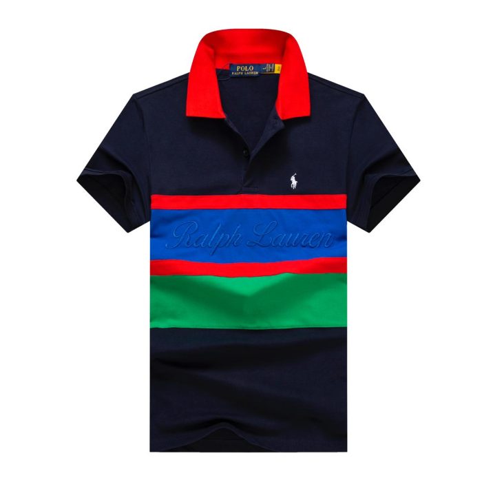 Grey Ralph Lauren Short-Sleeved Polo With A Turnover Collar