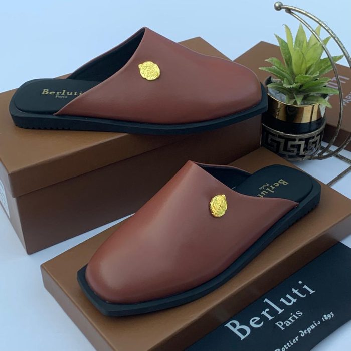 Brown Berluti Leather Half Shoe