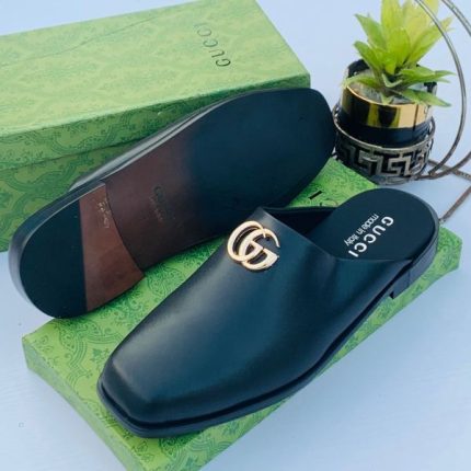 Gucci Black Leather Half Shoe