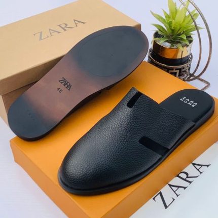 Zara Black Leather Half Shoe