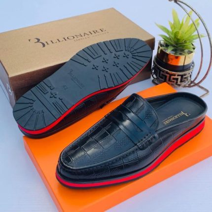 Billionaire Black Leather Half Shoe