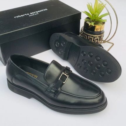 Black Leather Roberto Serpentini Men’s Shoes