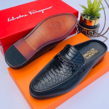 Ferragamo Black Leather Half Shoe