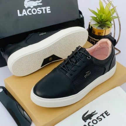 Black Leather Lacoste Lace Up Men’s Shoes