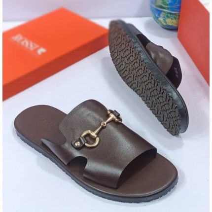 Brown Leather Rossi Palm Slippers