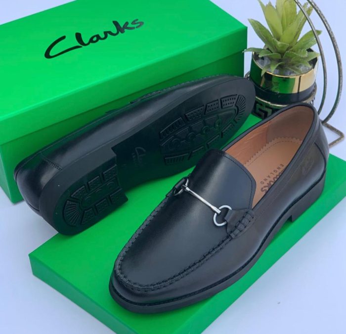 Black Leather Clark Chain Strap Men’s Shoes