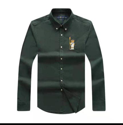 Classic PRL Men’s Custom-Fit Teddy Bear Logo-Embroidered long Sleeve Oxford Shirt