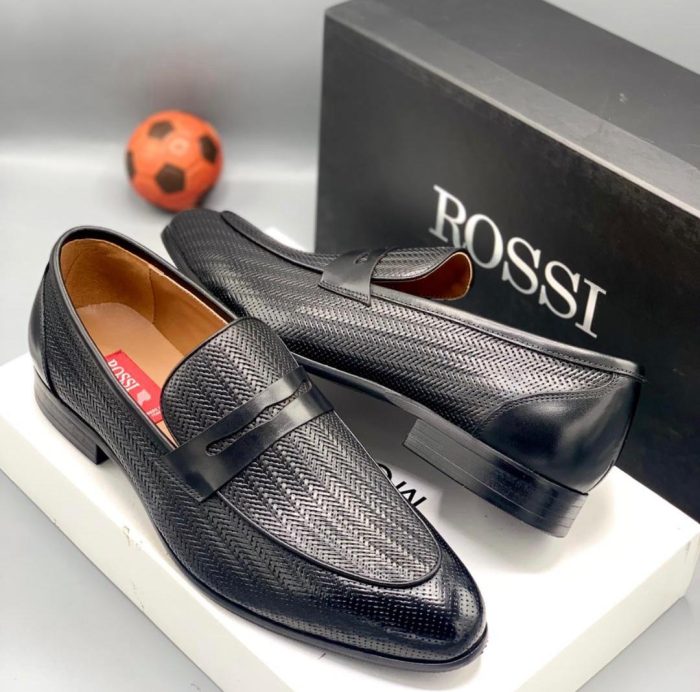 Black Leather Rossi Men’s Shoes