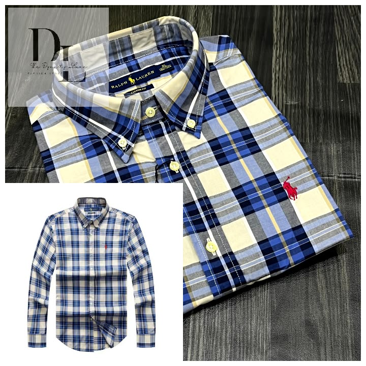 f08b3ad0-7b13-40a0-a484-4793d2106314 A Classic PRL Custom-Fit Logo-Embroidered Men’s Long Sleeve Oxford Cotton Shirt