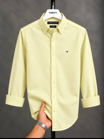 A Classic THF Custom-Fit Logo-Embroidered Men’s Long Sleeve Oxford Cotton Shirt