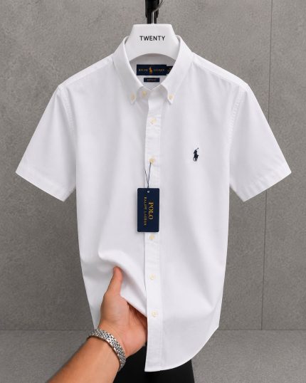 Classic PRL Men’s Custom-Fit Logo-Embroidered Short Sleeve Oxford Shirt