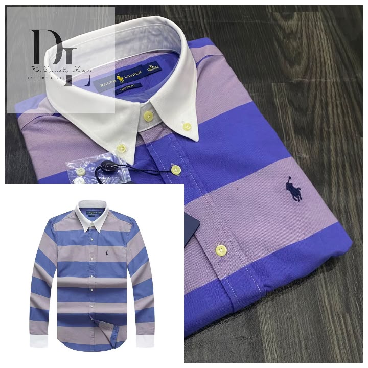 384f5f49-b8a0-4823-a148-827498cd4e5e A Classic PRL Men’s Custom-Fit Logo-Embroidered Long Sleeve Oxford Cotton Shirt