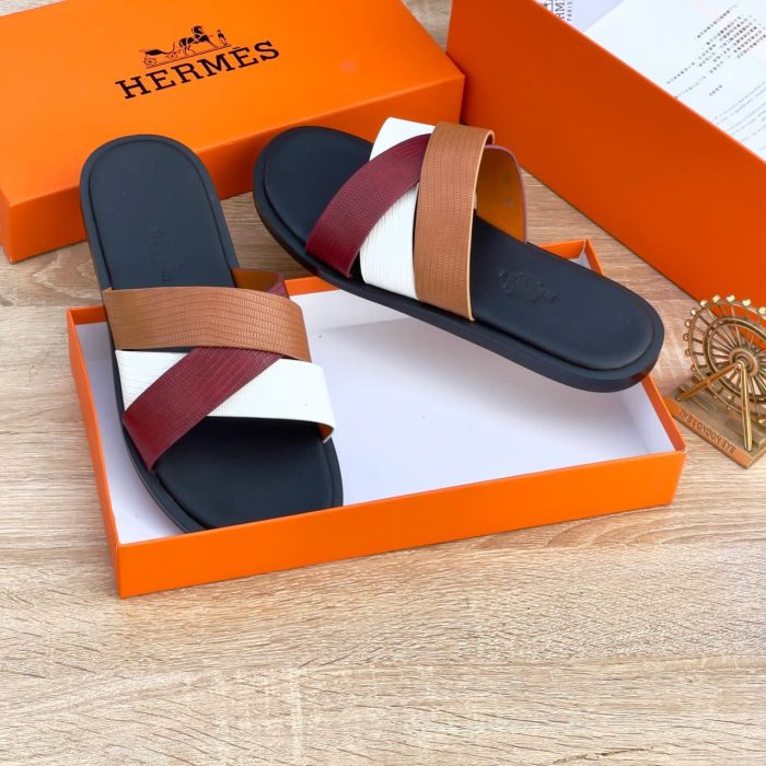Hermes Leather Men’s Palm Slippers