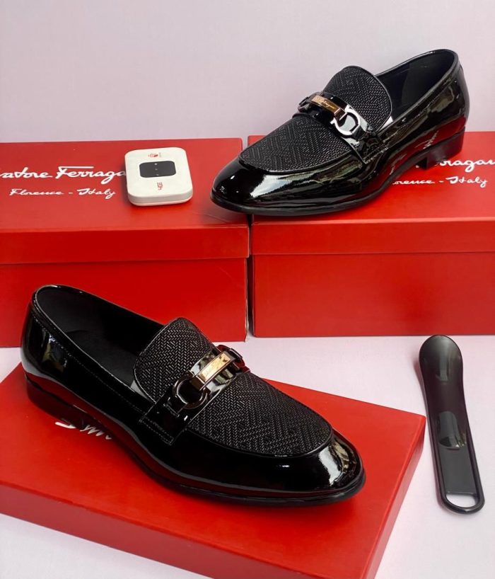 Black Leather Ferragamo Men’s Shoes