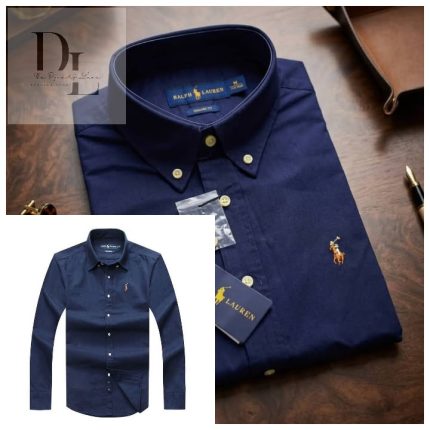 A Classic Custom-Fit PRL Men’s Logo-Embroidered Long Sleeve Oxford Cotton Shirt