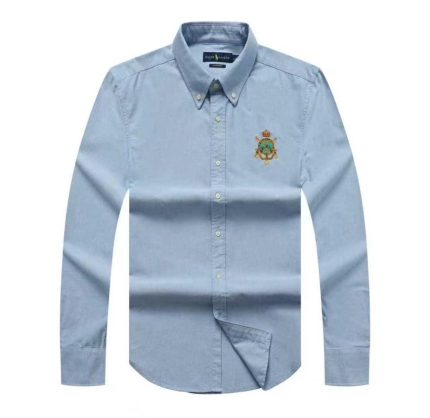 A Classic PRL Custom-Fit Men’s Badge Logo-Embroidered Long Sleeve Oxford Shirt