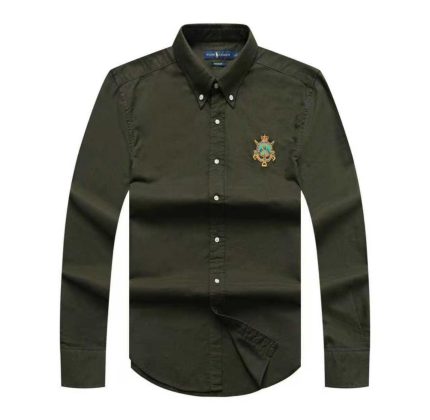 A Classic PRL Custom-Fit Men’s Badge Logo-Embroidered Long Sleeve Oxford Shirt