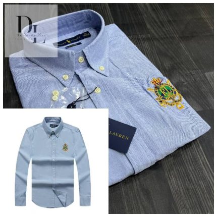 A Classic PRL Custom-Fit Men’s Badge Logo-Embroidered Long Sleeve Oxford Shirt