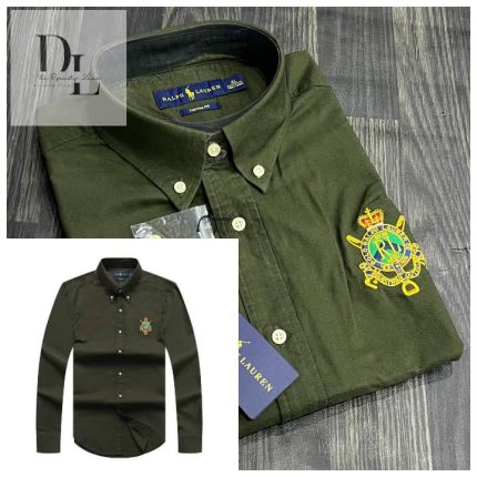 A Classic PRL Custom-Fit Men’s Badge Logo-Embroidered Long Sleeve Oxford Shirt