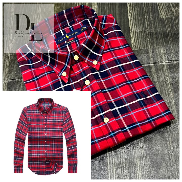 c6661d86-aa2a-44f4-b7ce-31ccc2b3ac01 A Classic PRL Custom-Fit Logo-Embroidered Men’s Long Sleeve Oxford Cotton Shirt