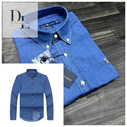 A Classic PRL Men’s Custom-Fit Logo-Embroidered Long Sleeve Oxford Cotton Shirt