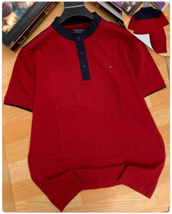 Classic Tommy Short-Sleeved Bishop-Neck Cotton polo shirt