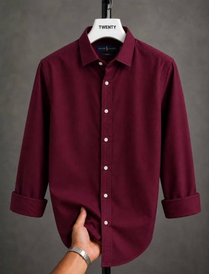 A Classic PRL Custom-Fit Logo-Embroidered Men’s Long Sleeve Oxford Cotton Shirt