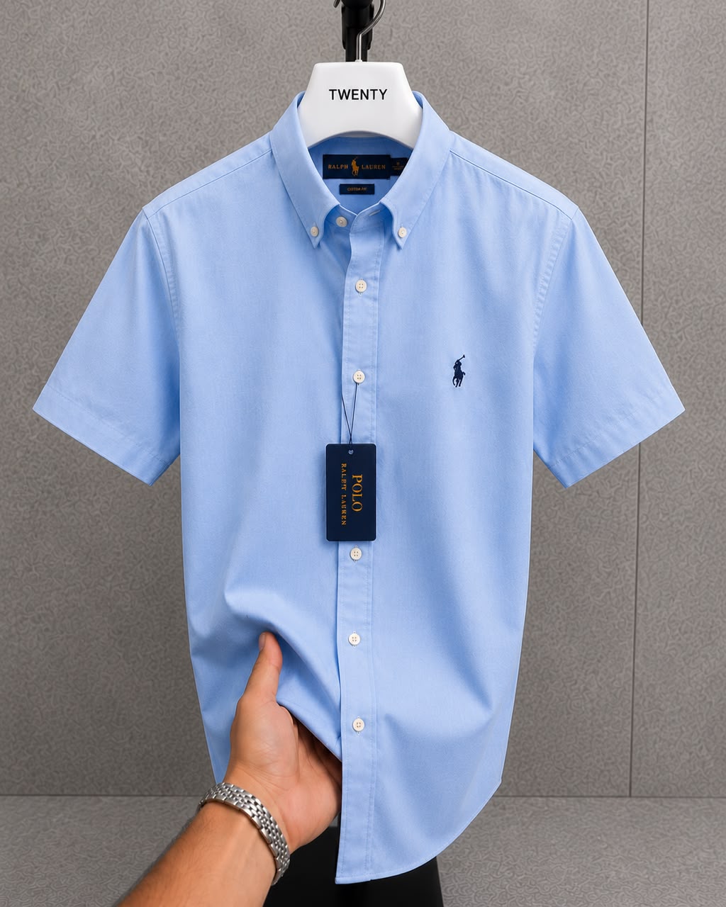 6c96fb27-c607-4cc6-84b8-e28af3419bda Classic PRL Men’s Custom-Fit Logo-Embroidered Short Sleeve Oxford Shirt