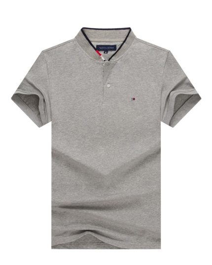 Classic Tommy Short-Sleeved Turnover Bishop-Neck Cotton polo shirt