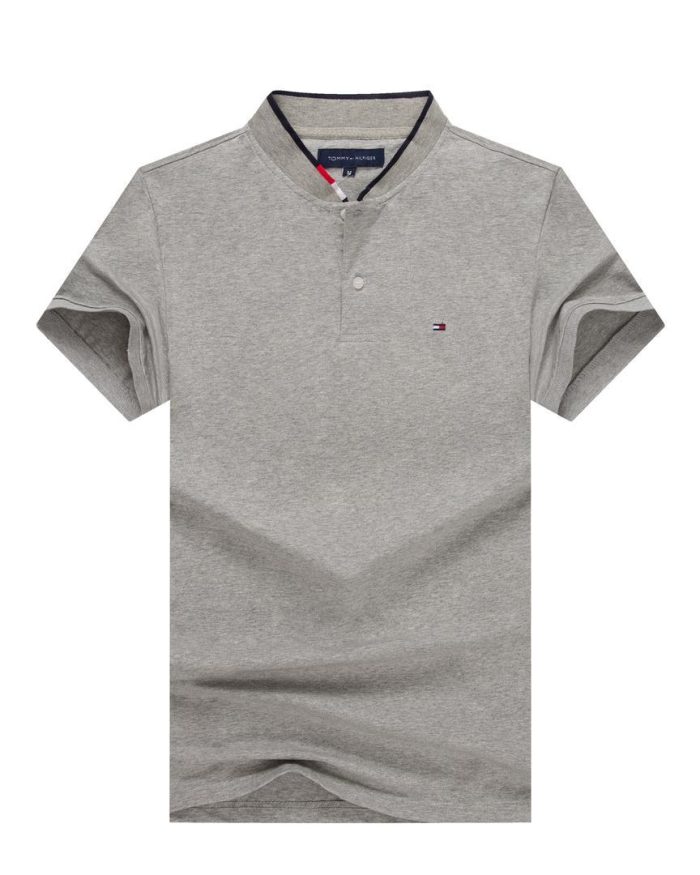 Classic Tommy Short-Sleeved Turnover Bishop-Neck Cotton polo shirt