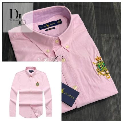 A Classic PRL Custom-Fit Men’s Badge Logo-Embroidered Long Sleeve Oxford Shirt
