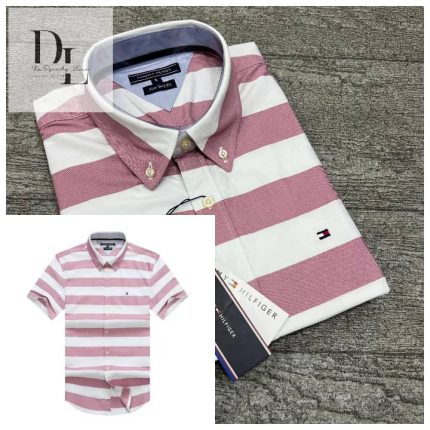 Classic Custom-Fit THF Men’s Logo-Embroidered Short Sleeve Oxford Shirt