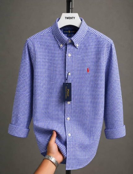 A Classic PRL Custom-Fit Logo-Embroidered Men’s Long Sleeve Oxford Cotton Shirt