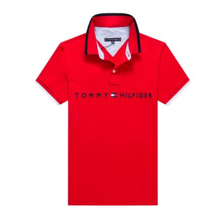 A Classic Collar Tommy Short-Sleeved Turnover Cotton polo shirt