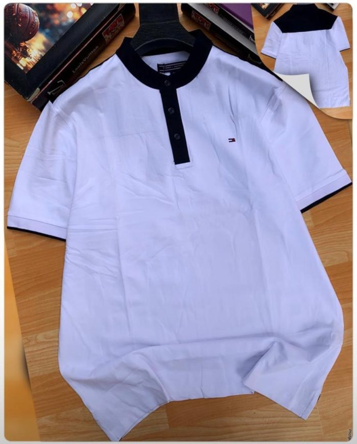 Classic Tommy Short-Sleeved Bishop-Neck Cotton polo shirt