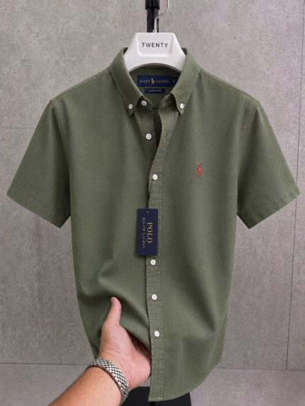 Classic PRL Men’s Custom-Fit Logo-Embroidered Short Sleeve Oxford Shirt