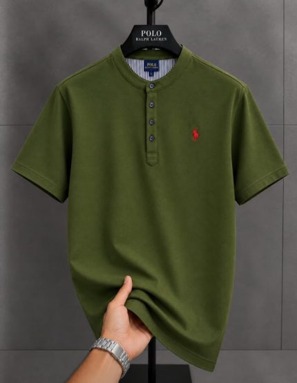 Classic Bishop Neck PRL Cotton Polo Shirt