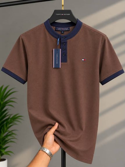 Classic Bishop Neck THF Cotton Polo Shirt