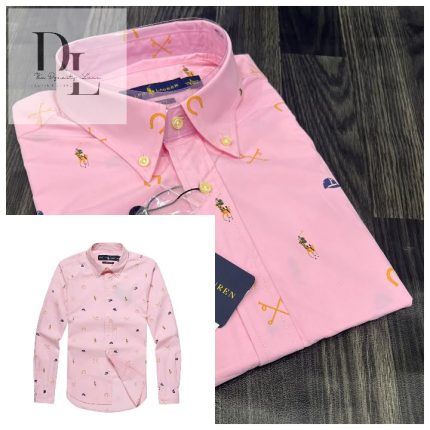 A Classic PRL Custom-Fit Logo-Embroidered Men’s Long Sleeve Shirt