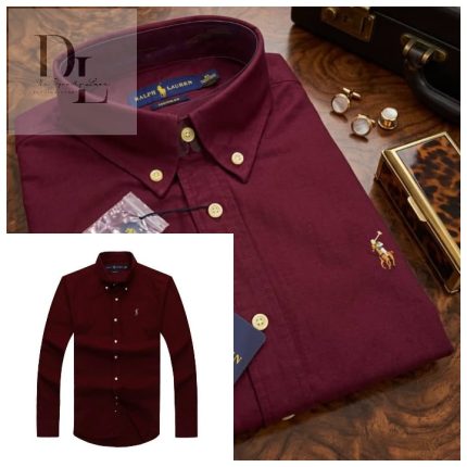 A Classic Custom-Fit PRL Men’s Logo-Embroidered Long Sleeve Oxford Cotton Shirt