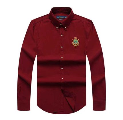 A Classic PRL Custom-Fit Men’s Badge Logo-Embroidered Long Sleeve Oxford Shirt