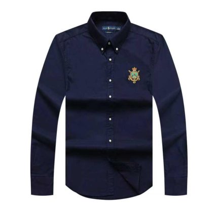 A Classic PRL Custom-Fit Men’s Badge Logo-Embroidered Long Sleeve Oxford Shirt