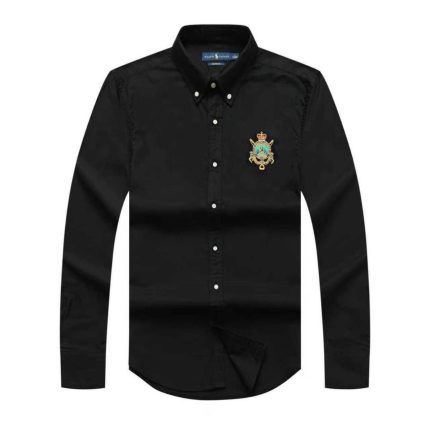 A Classic PRL Custom-Fit Men’s Badge Logo-Embroidered Long Sleeve Oxford Shirt